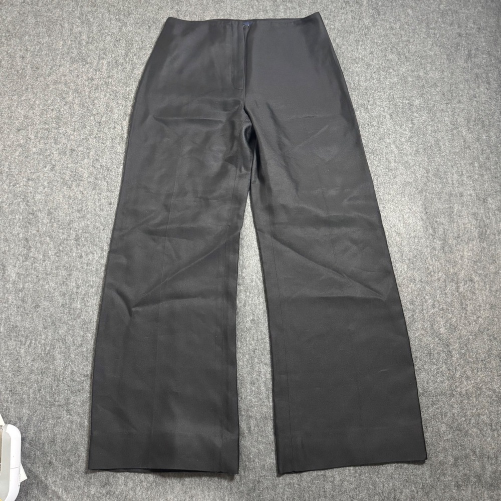VTG 90s Ann Taylor Black 100% Silk Wide Leg Trousers Pants Size 4 High Waist